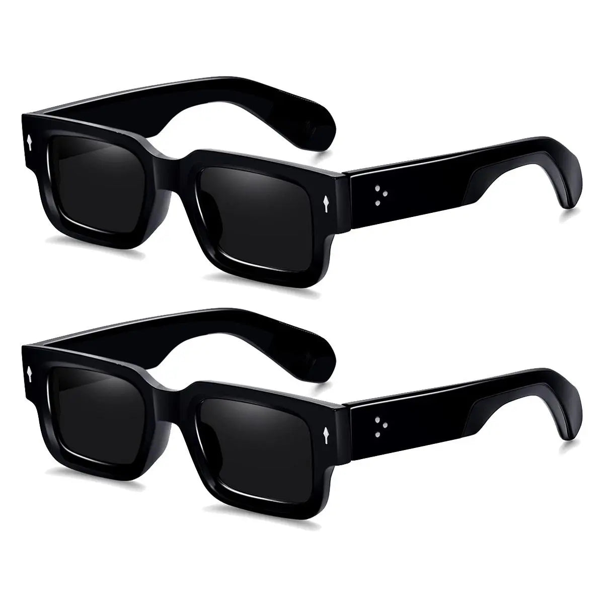 Unisex 2-Piece High Quality Retro Full-Rim Modern Sunglasses Set, Thick Plastic Frame with PC Lenses, Anti-Glare Shades - Accessories for Women, Ideal for Party, Beach Travel Gifts Summerwins,Summerwins