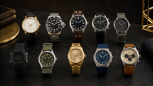 Collection of ten men’s watches in dress, sport, dive and everyday styles