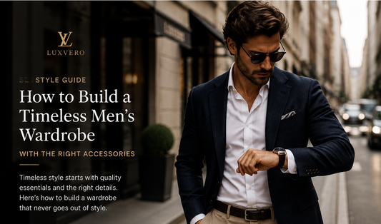 Stylish man wearing a watch with timeless men’s wardrobe essentials