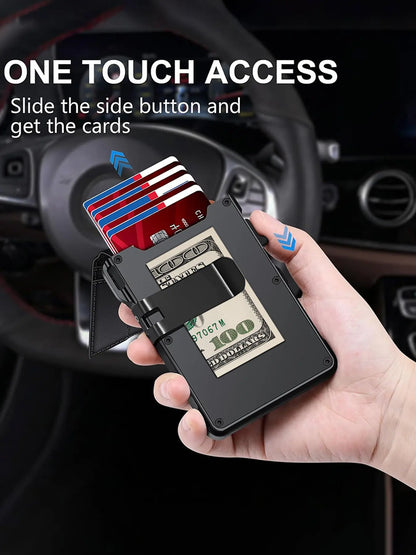 Men'S Slim Aluminum Bifold Pop-Up Wallet - Rfid-Blocking, 9-13 Card Slots, Money Clip, ID Window, Mens Wallet, Men'S Accessories, Father'S Day Gift for Him, Father'S Day Gifts, Gifts for Boyfriend Tiktokshopbacktoschool