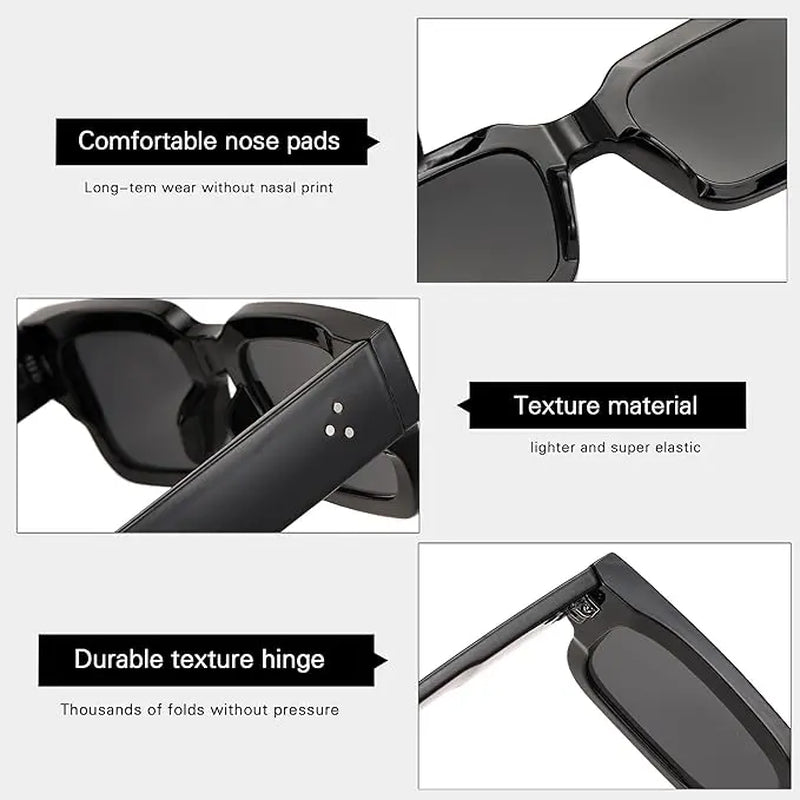 Unisex 2-Piece High Quality Retro Full-Rim Modern Sunglasses Set, Thick Plastic Frame with PC Lenses, Anti-Glare Shades - Accessories for Women, Ideal for Party, Beach Travel Gifts Summerwins,Summerwins