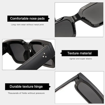 Unisex 2-Piece High Quality Retro Full-Rim Modern Sunglasses Set, Thick Plastic Frame with PC Lenses, Anti-Glare Shades - Accessories for Women, Ideal for Party, Beach Travel Gifts Summerwins,Summerwins