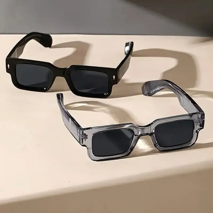 Unisex 2-Piece High Quality Retro Full-Rim Modern Sunglasses Set, Thick Plastic Frame with PC Lenses, Anti-Glare Shades - Accessories for Men, Women, Ideal for Party, Beach Travel Gifts 