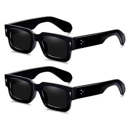 Unisex 2-Piece High Quality Retro Full-Rim Modern Sunglasses Set, Thick Plastic Frame with PC Lenses, Anti-Glare Shades - Accessories for Women, Ideal for Party, Beach Travel Gifts Summerwins,Summerwins