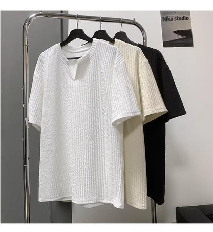 Textured Small V-neck T-shirt