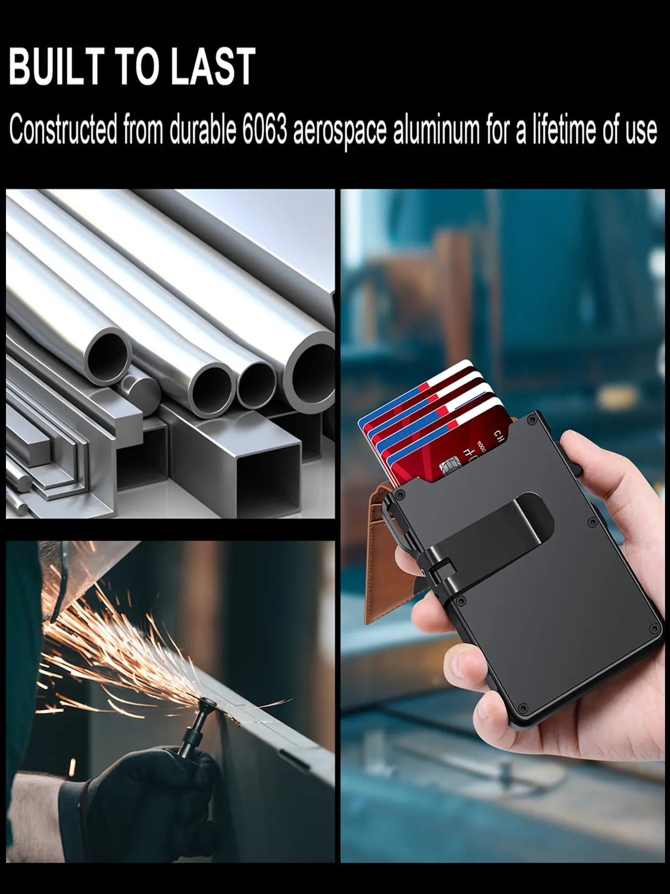 Men'S Slim Aluminum Bifold Pop-Up Wallet - Rfid-Blocking, 9-13 Card Slots, Money Clip, ID Window, Mens Wallet, Men'S Accessories, Father'S Day Gift for Him, Father'S Day Gifts, Gifts for Boyfriend Tiktokshopbacktoschool