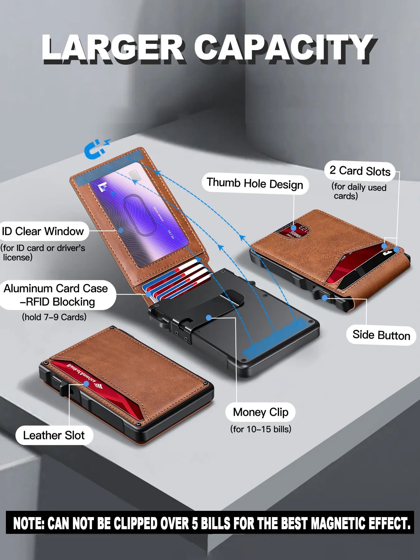Men'S Slim Aluminum Bifold Pop-Up Wallet - Rfid-Blocking, 9-13 Card Slots, Money Clip, ID Window, Mens Wallet, Men'S Accessories, Father'S Day Gift for Him, Father'S Day Gifts, Gifts for Boyfriend Tiktokshopbacktoschool