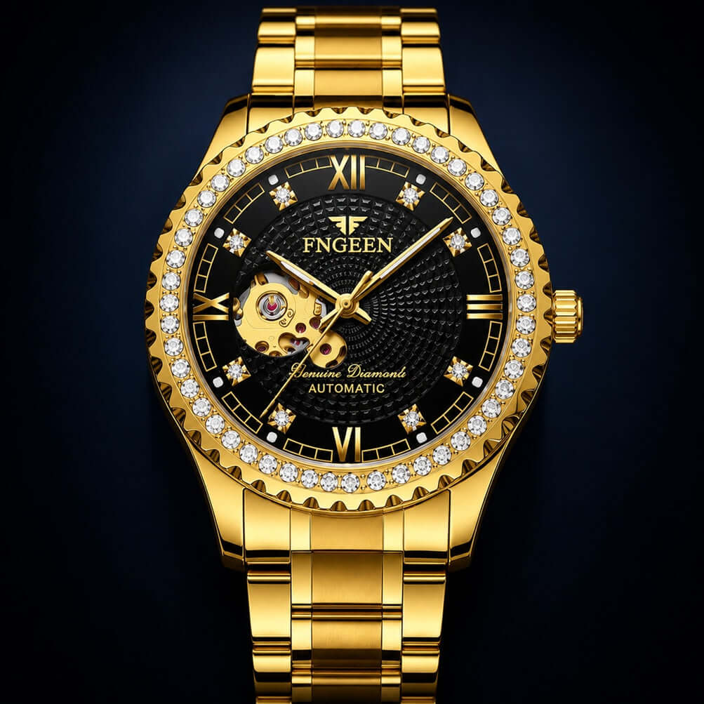 Luxvero Imperial automatic diamond watch in gold