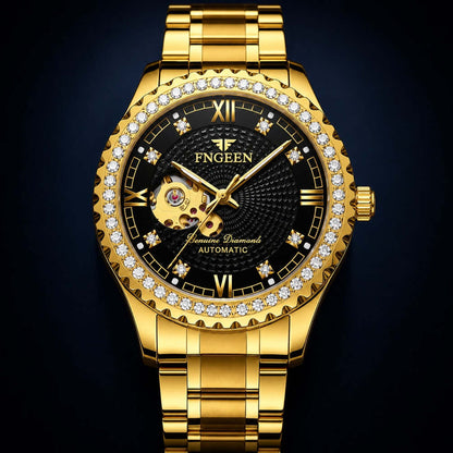 Luxvero Imperial automatic diamond watch in gold