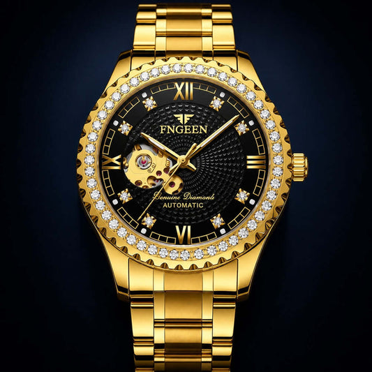 Luxvero Imperial automatic diamond watch in gold