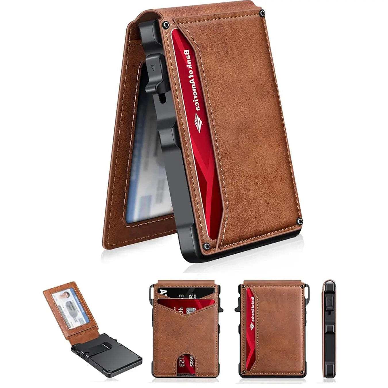 Men'S Slim Aluminum Bifold Pop-Up Wallet - Rfid-Blocking, 9-13 Card Slots, Money Clip, ID Window, Mens Wallet, Men'S Accessories, Father'S Day Gift for Him, Father'S Day Gifts, Gifts for Boyfriend Tiktokshopbacktoschool